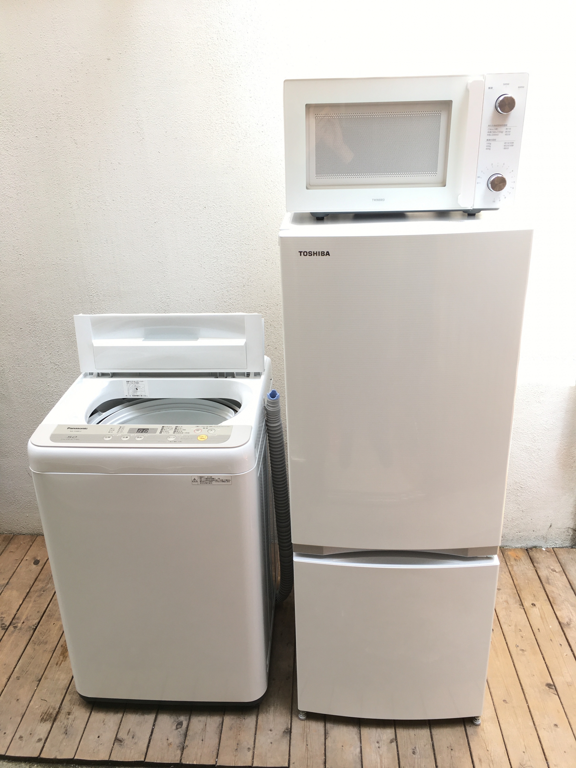 3点セット販売】東芝冷蔵庫・パナ洗濯機・ツインバード電子レンジ 