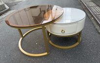 ガラステーブル　円卓　ローテブル